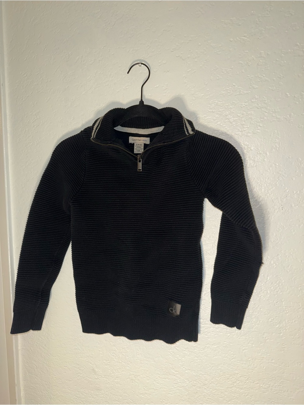 Calvin Klein Jeans Black Ribbed Half-Zip Sweater